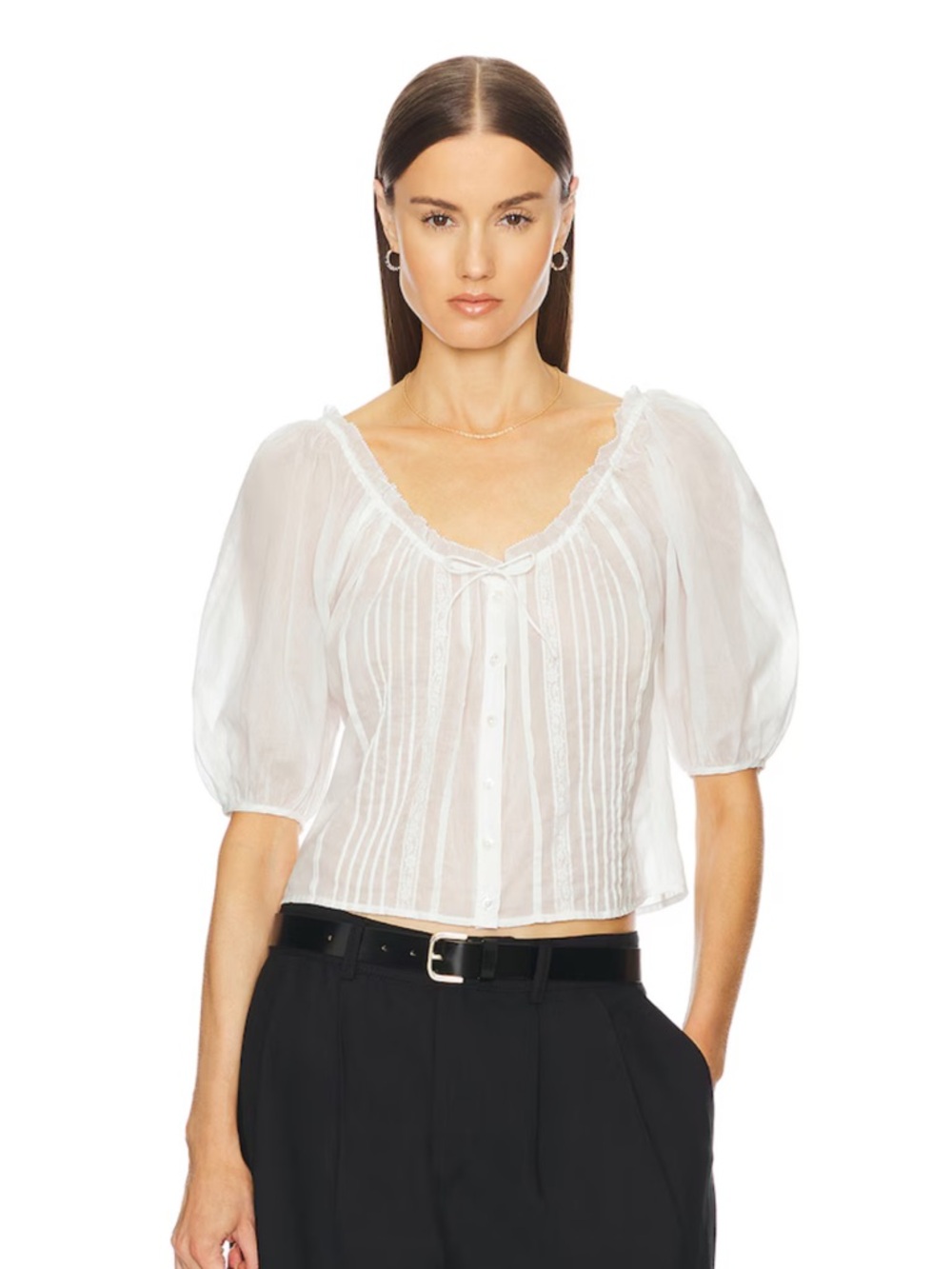 NEW Helsa Voile Peasant Blouse in Ivory